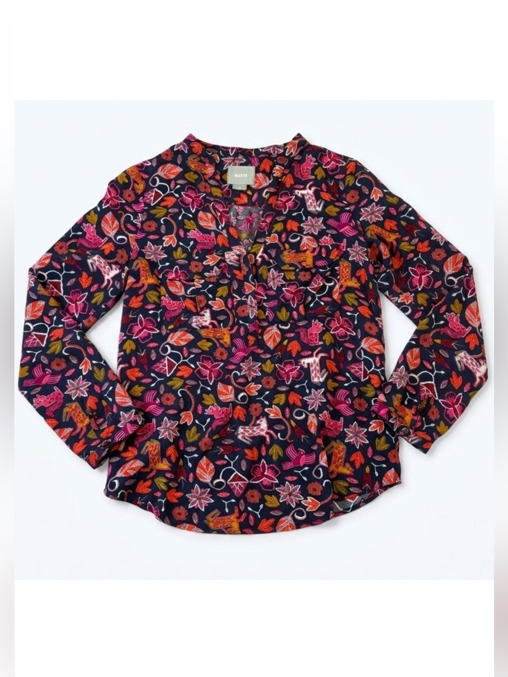 Maeve by Anthropologie Moonflower Y-Neck Popover Top size 2